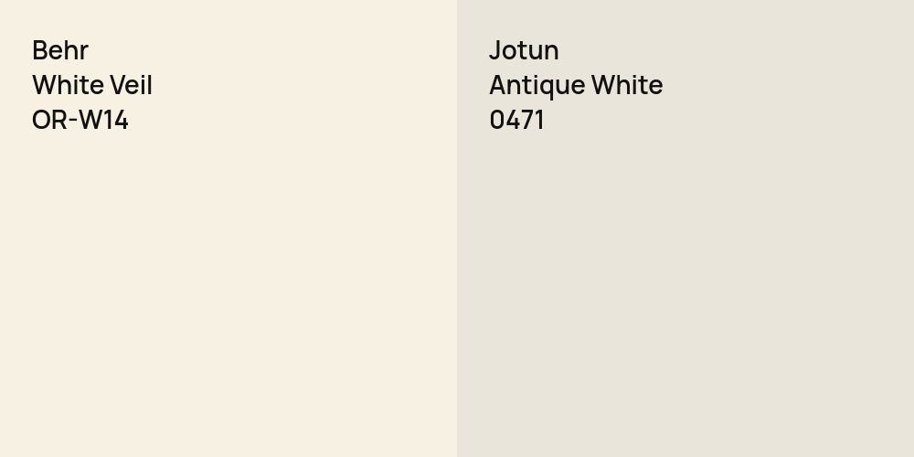 Behr White Veil vs. Jotun Antique White