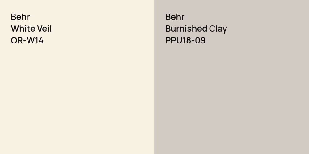 Behr White Veil vs. Behr Burnished Clay