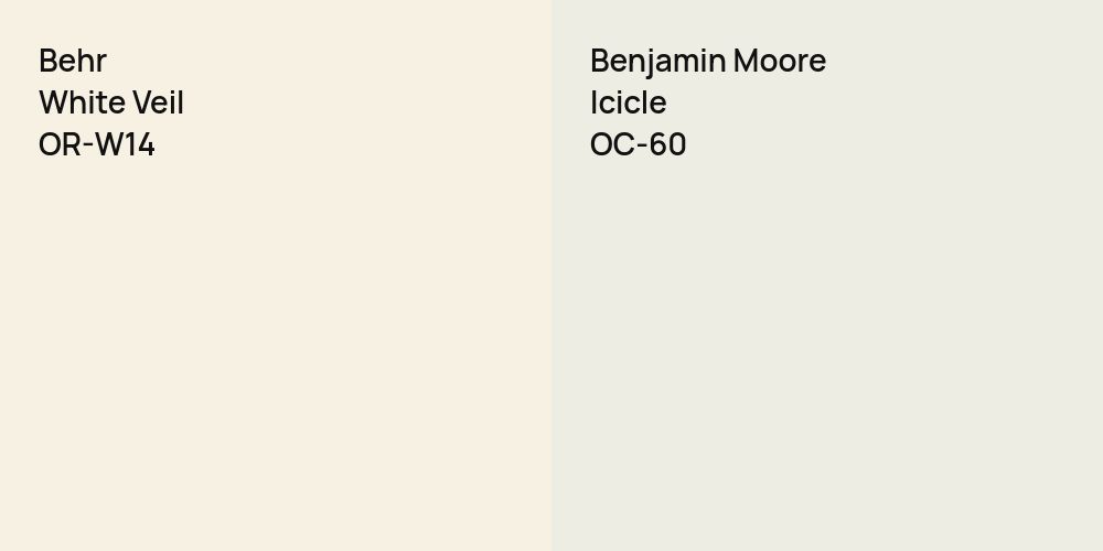 Behr White Veil vs. Benjamin Moore Icicle