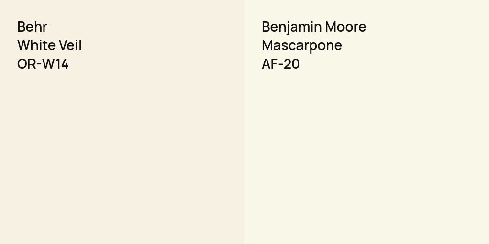 Behr White Veil vs. Benjamin Moore Mascarpone