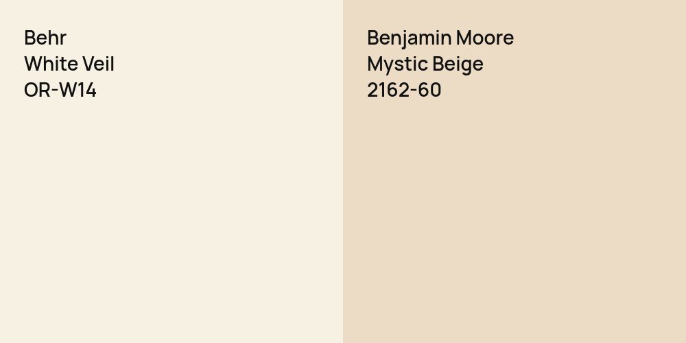 Behr White Veil vs. Benjamin Moore Mystic Beige