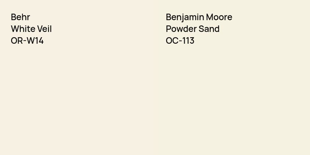 Behr White Veil vs. Benjamin Moore Powder Sand