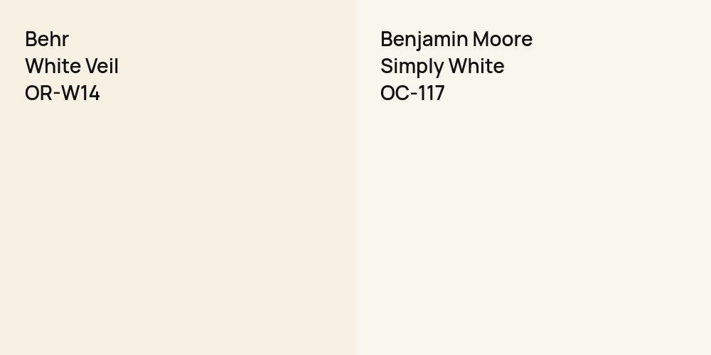 Behr White Veil vs. Benjamin Moore Simply White