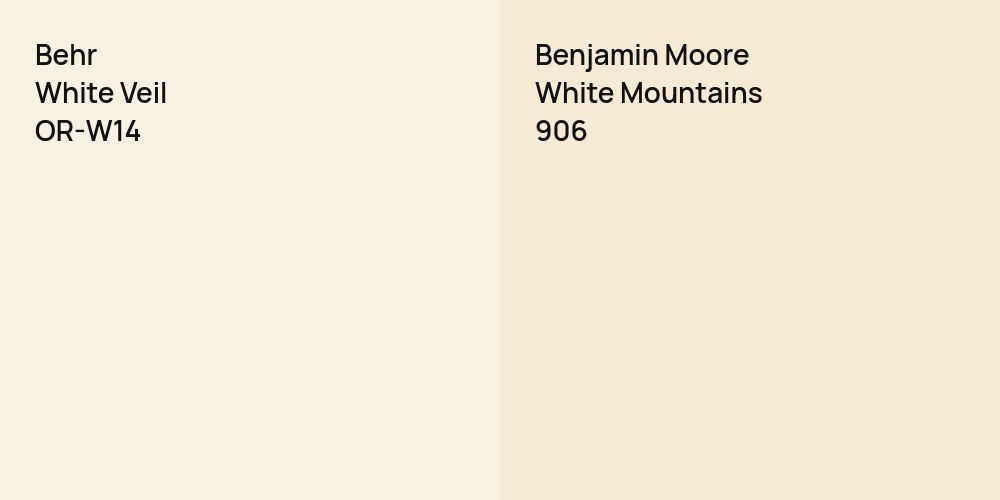 Behr White Veil vs. Benjamin Moore White Mountains