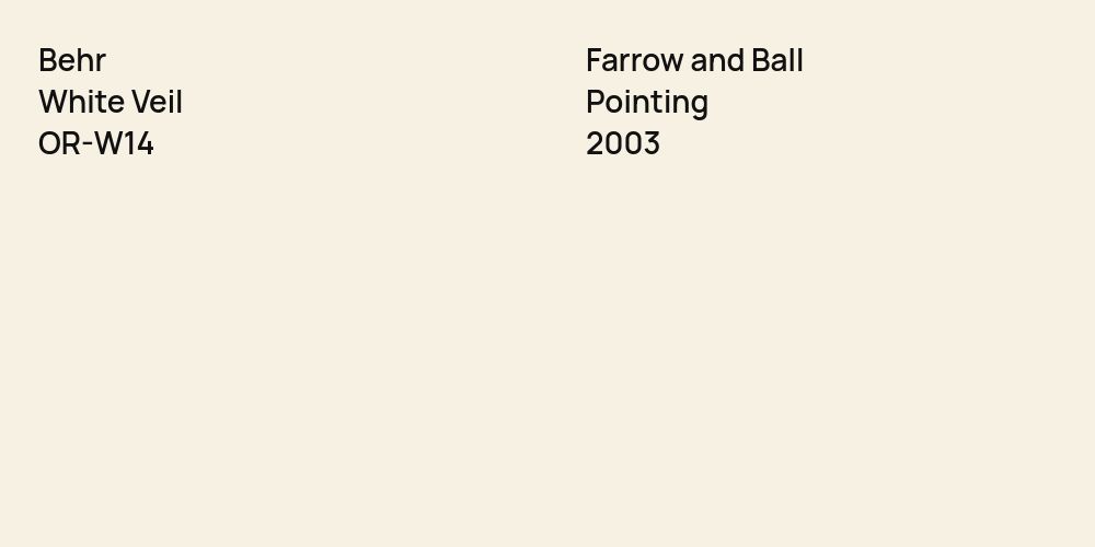 Behr White Veil vs. Farrow and Ball Pointing