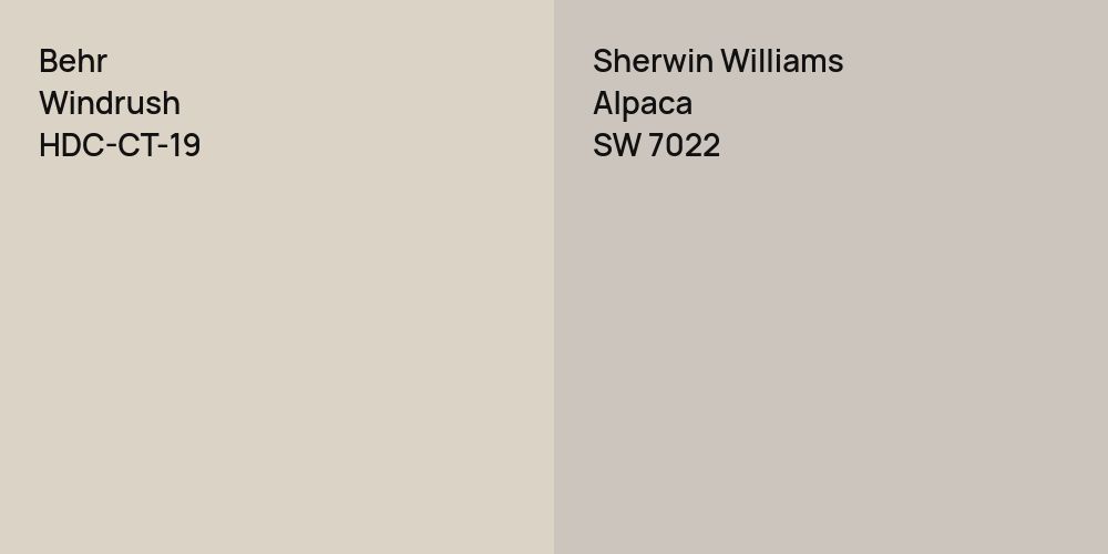 Behr Windrush vs. Sherwin Williams Alpaca