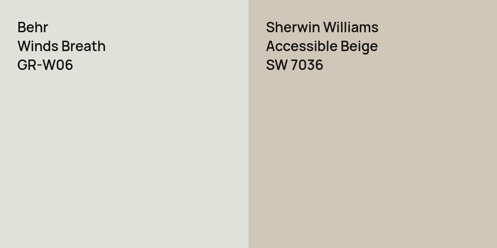 Behr Winds Breath vs. Sherwin Williams Accessible Beige