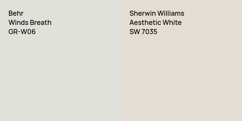 Behr Winds Breath vs. Sherwin Williams Aesthetic White