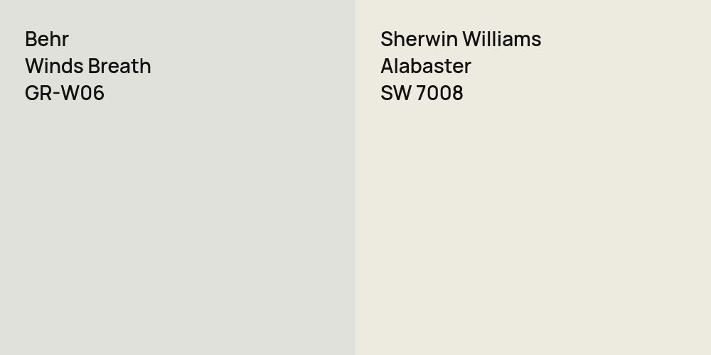 Behr Winds Breath vs. Sherwin Williams Alabaster