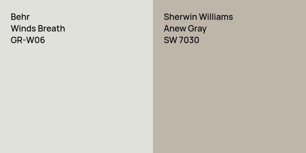 Behr Winds Breath vs. Sherwin Williams Anew Gray