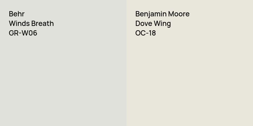 Behr Winds Breath vs. Benjamin Moore Dove Wing