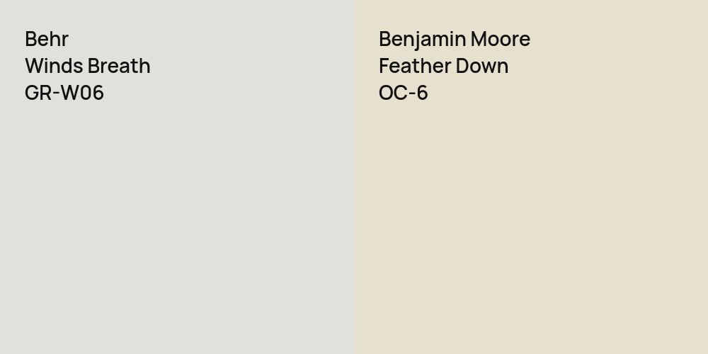 Behr Winds Breath vs. Benjamin Moore Feather Down