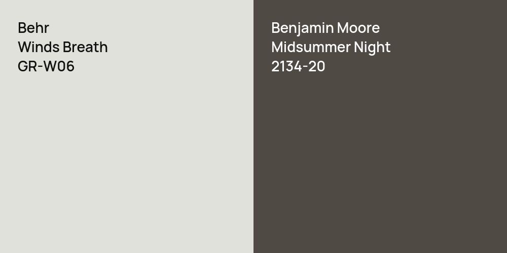 Behr Winds Breath vs. Benjamin Moore Midsummer Night