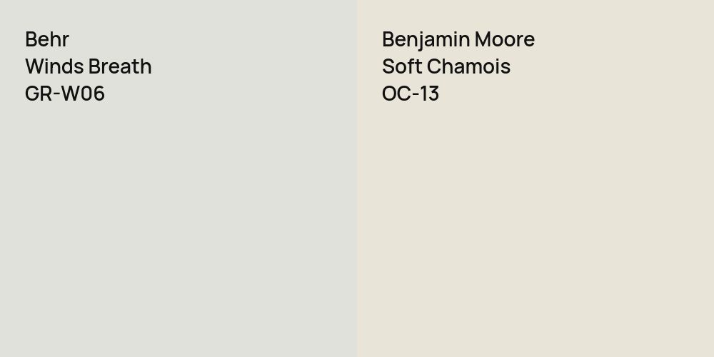 Behr Winds Breath vs. Benjamin Moore Soft Chamois