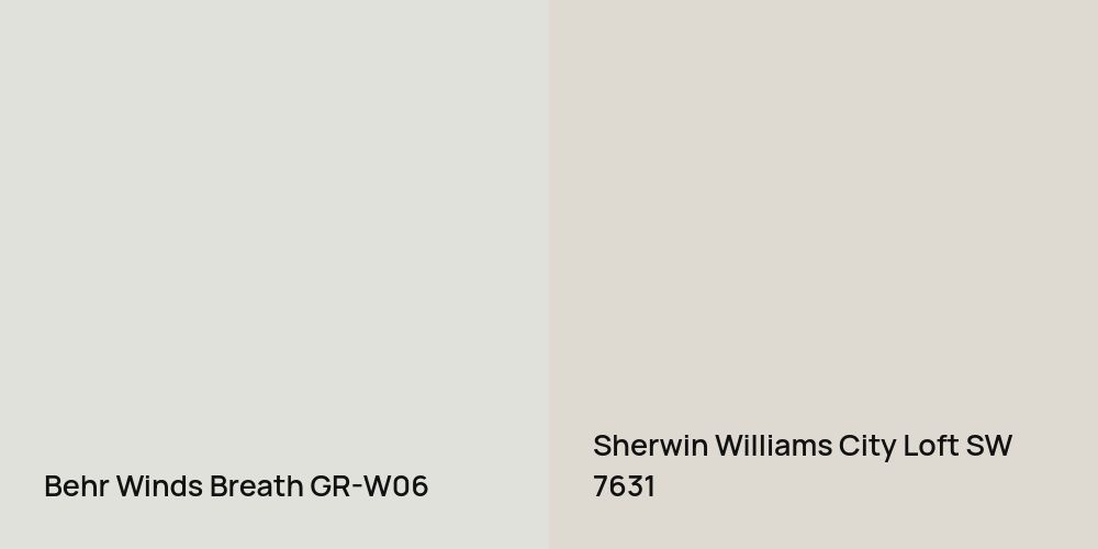 Behr Winds Breath vs. Sherwin Williams City Loft