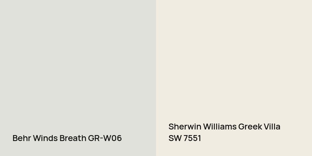 Behr Winds Breath vs. Sherwin Williams Greek Villa