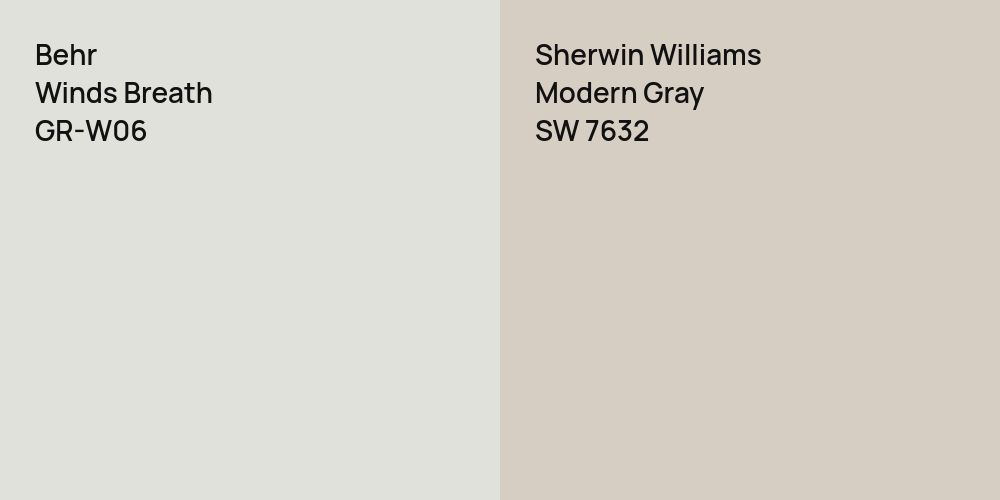 Behr Winds Breath vs. Sherwin Williams Modern Gray