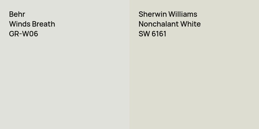 Behr Winds Breath vs. Sherwin Williams Nonchalant White