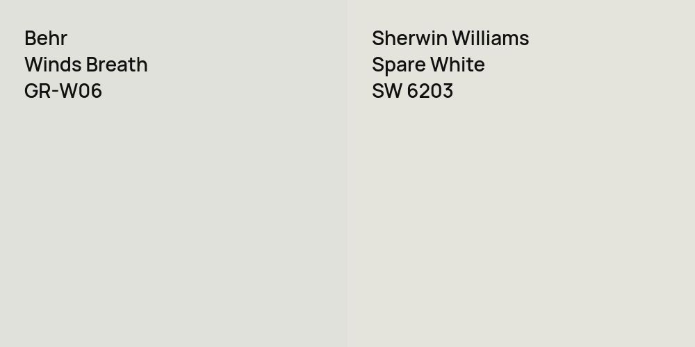 Behr Winds Breath vs. Sherwin Williams Spare White