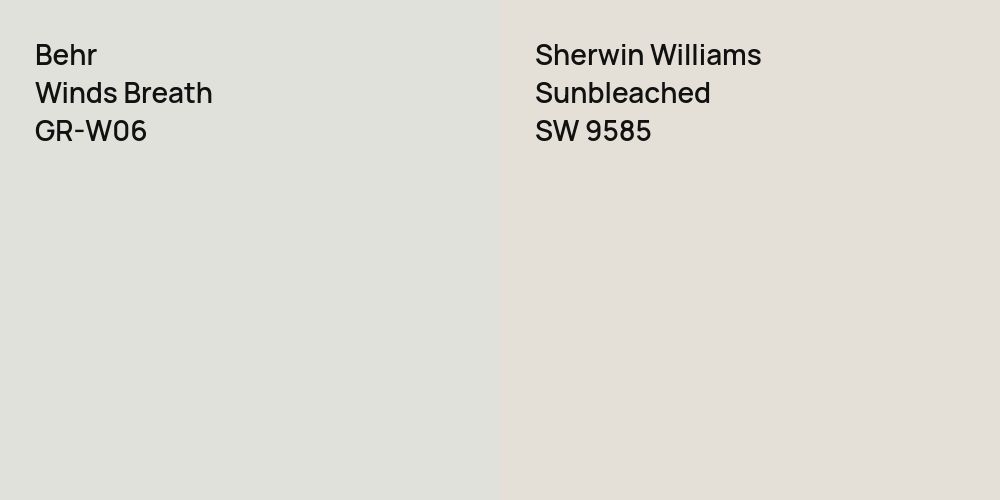 Behr Winds Breath vs. Sherwin Williams Sunbleached