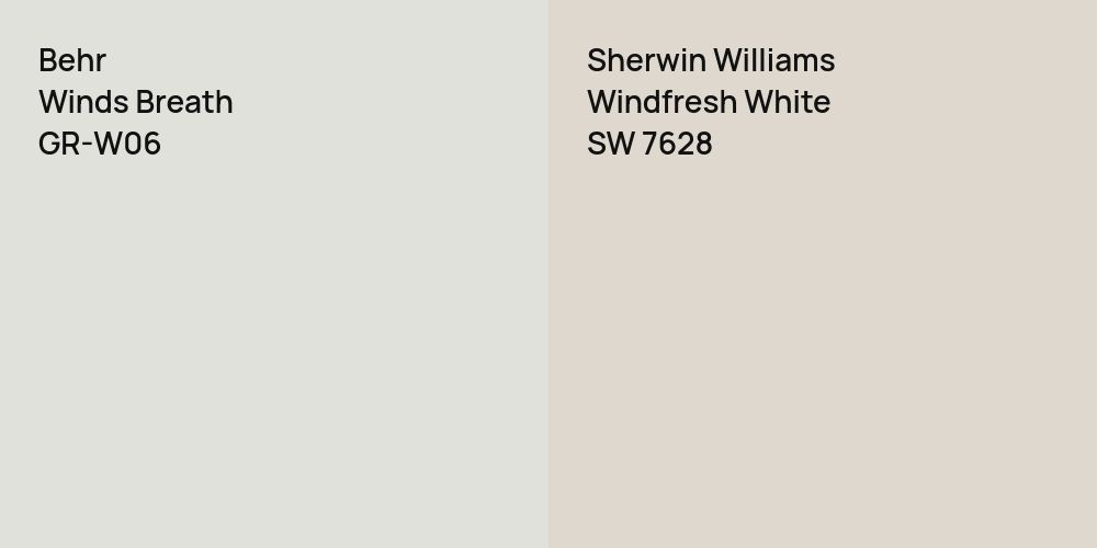 Behr Winds Breath vs. Sherwin Williams Windfresh White