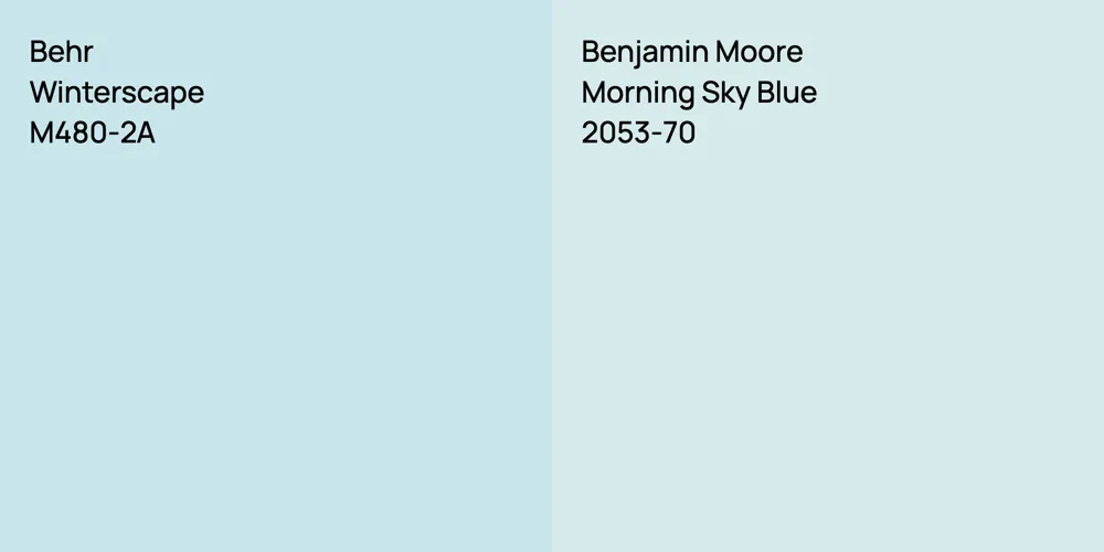 Behr Winterscape vs. Benjamin Moore Morning Sky Blue