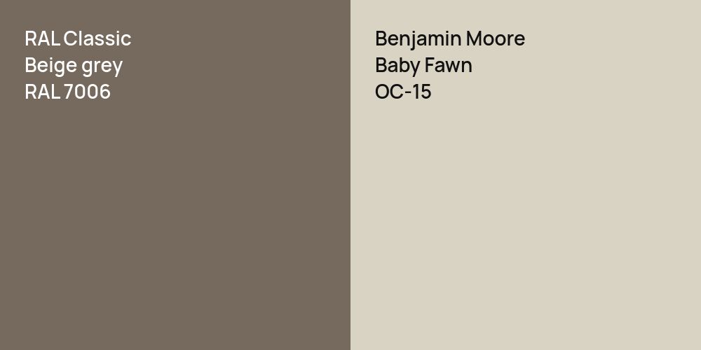 RAL Classic  Beige grey vs. Benjamin Moore Baby Fawn