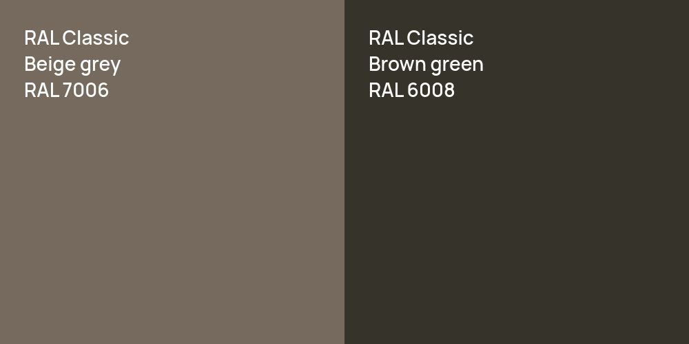 RAL Classic  Beige grey vs. RAL Classic  Brown green