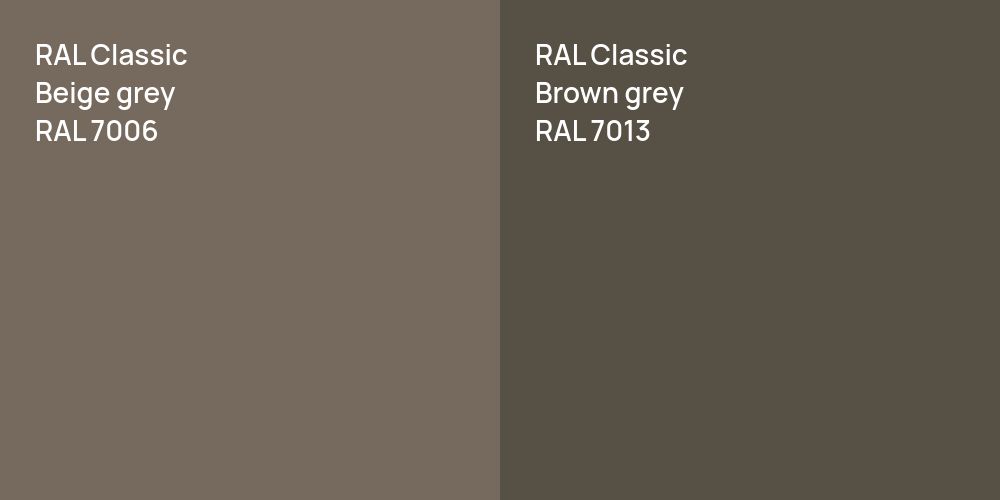 RAL Classic  Beige grey vs. RAL Classic  Brown grey