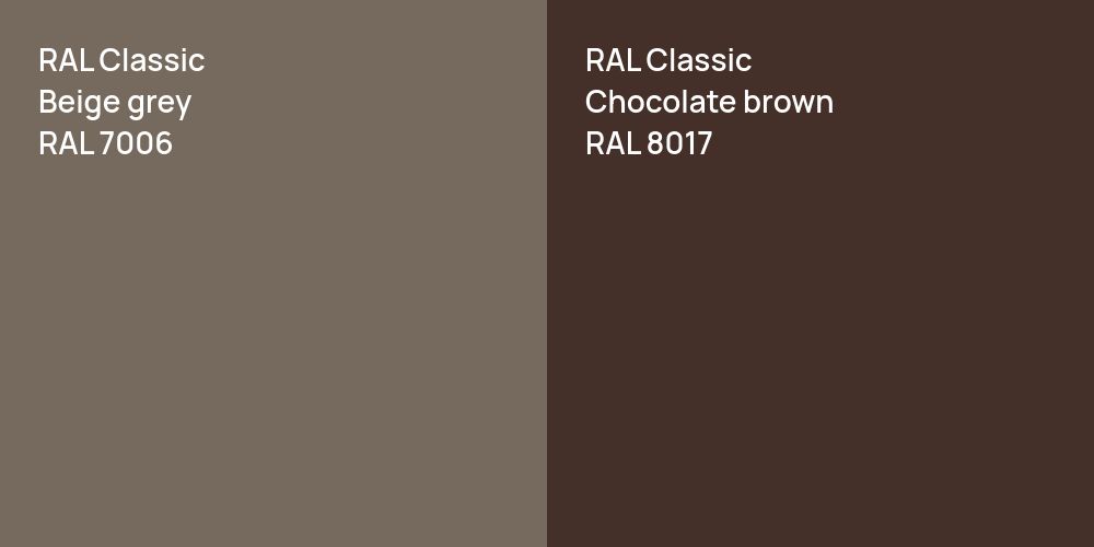 RAL Classic  Beige grey vs. RAL Classic  Chocolate brown