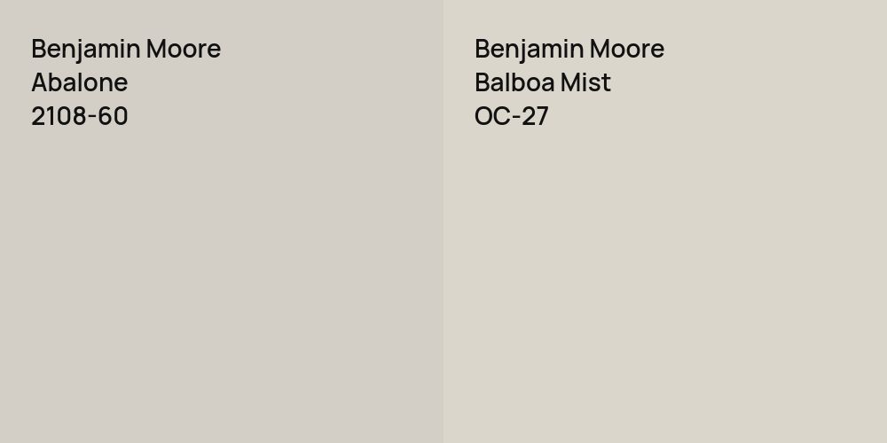 Benjamin Moore Abalone vs. Benjamin Moore Balboa Mist