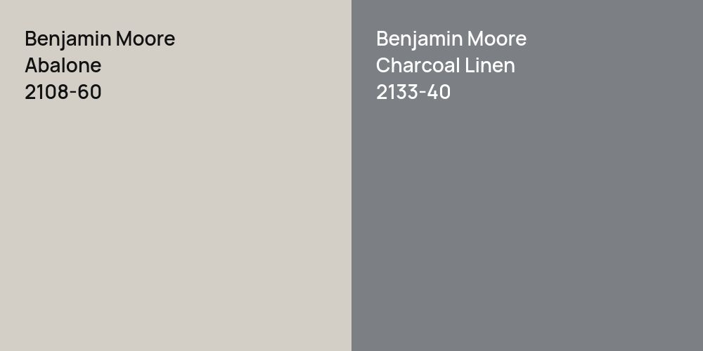 Benjamin Moore Abalone vs. Benjamin Moore Charcoal Linen