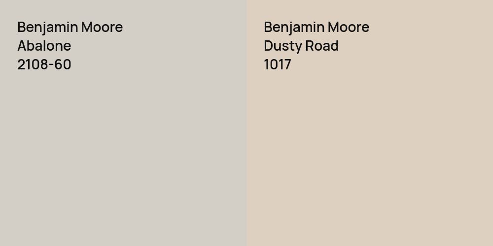 Benjamin Moore Abalone vs. Benjamin Moore Dusty Road