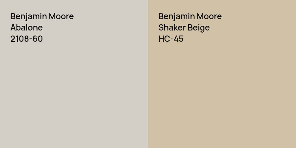 Benjamin Moore Abalone vs. Benjamin Moore Shaker Beige