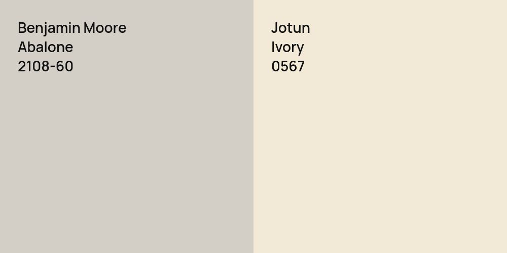 Benjamin Moore Abalone vs. Jotun Ivory