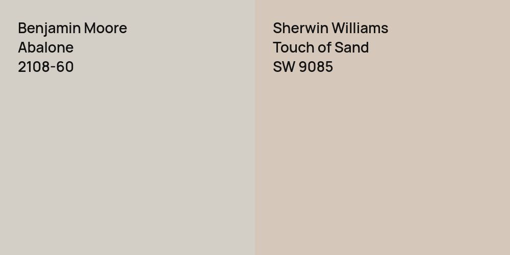 Benjamin Moore Abalone vs. Sherwin Williams Touch of Sand