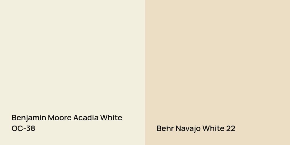 Benjamin Moore Acadia White vs. Behr Navajo White