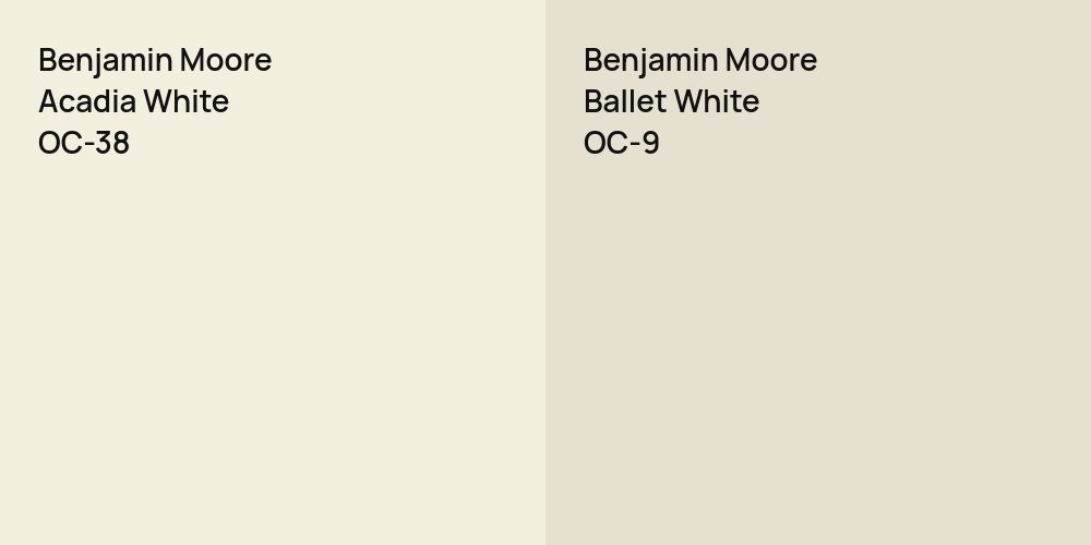 Benjamin Moore Acadia White vs. Benjamin Moore Ballet White