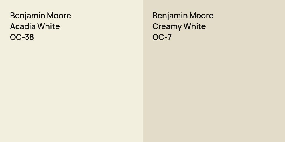 Benjamin Moore Acadia White vs. Benjamin Moore Creamy White