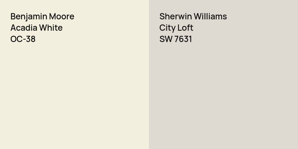 Benjamin Moore Acadia White vs. Sherwin Williams City Loft