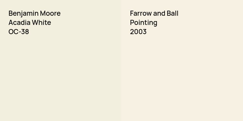 Benjamin Moore Acadia White vs. Farrow and Ball Pointing