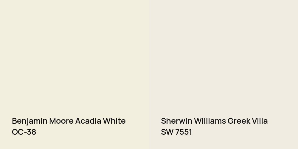 Benjamin Moore Acadia White vs. Sherwin Williams Greek Villa