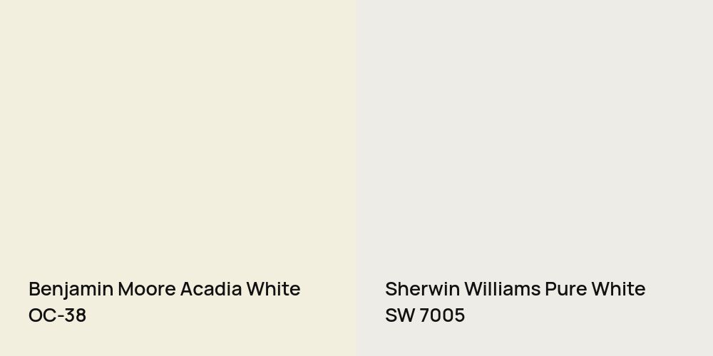 Benjamin Moore Acadia White vs. Sherwin Williams Pure White