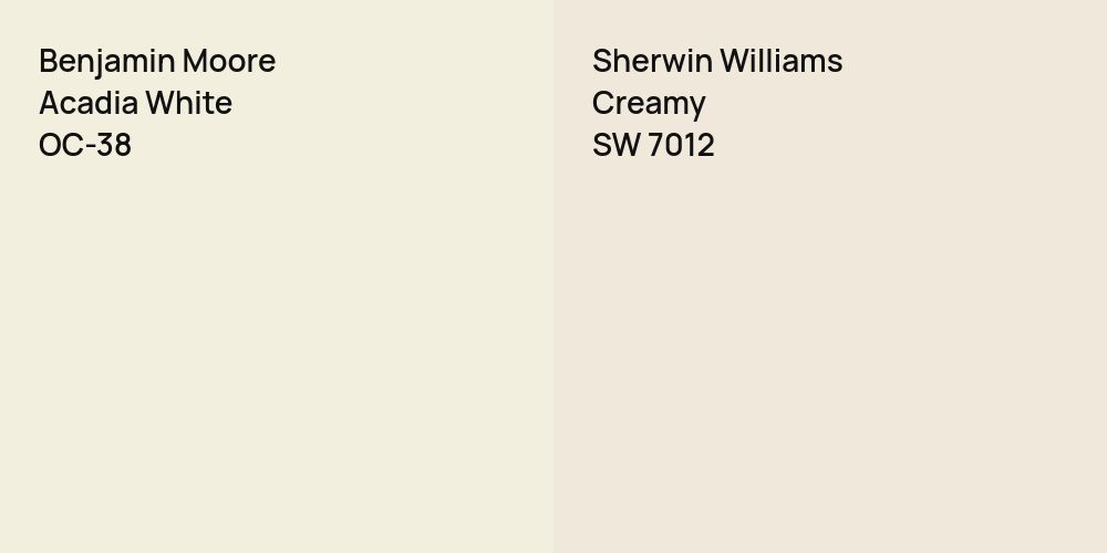 Benjamin Moore Acadia White vs. Sherwin Williams Creamy