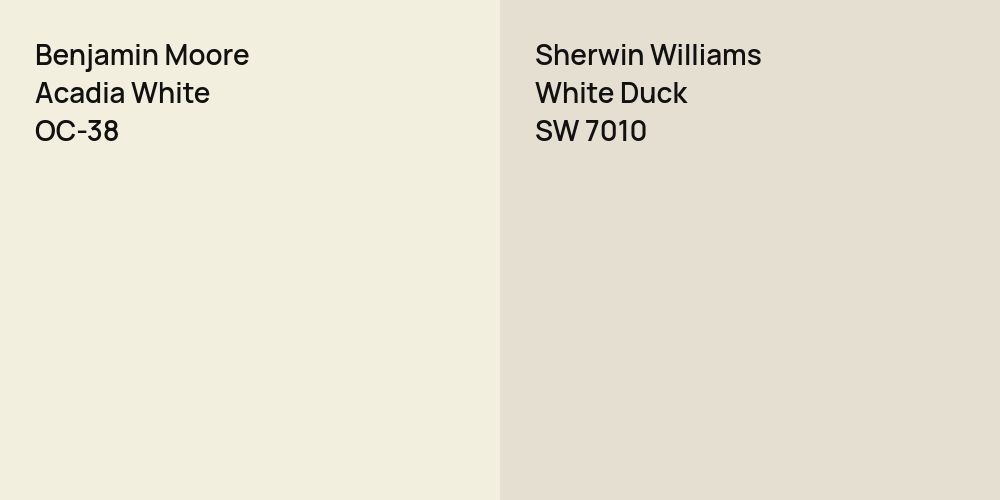 Benjamin Moore Acadia White vs. Sherwin Williams White Duck