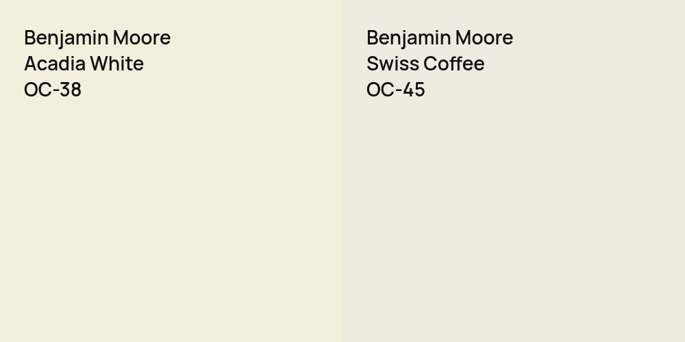 Benjamin Moore Acadia White vs. Benjamin Moore Swiss Coffee