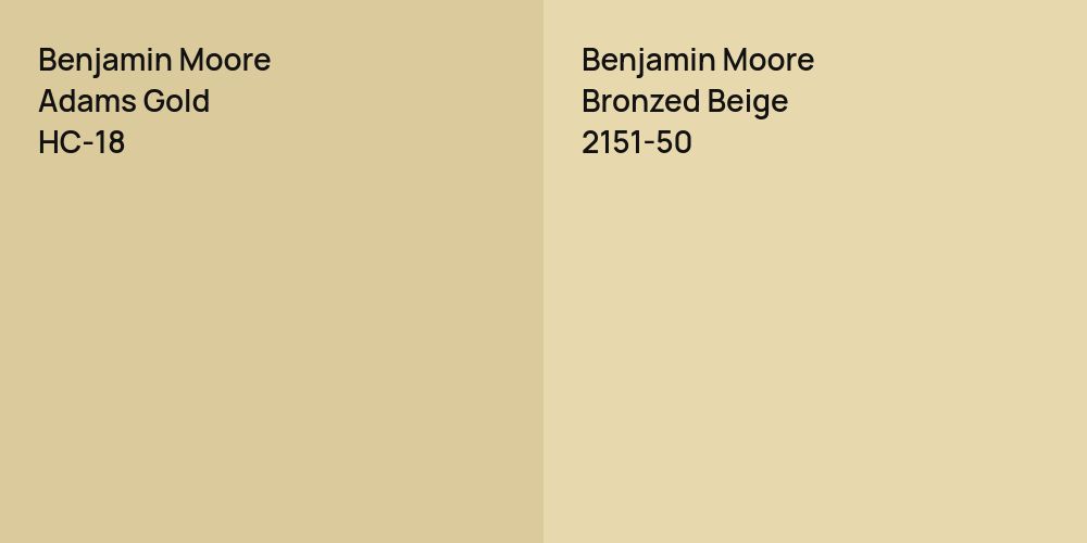 Benjamin Moore Adams Gold vs. Benjamin Moore Bronzed Beige