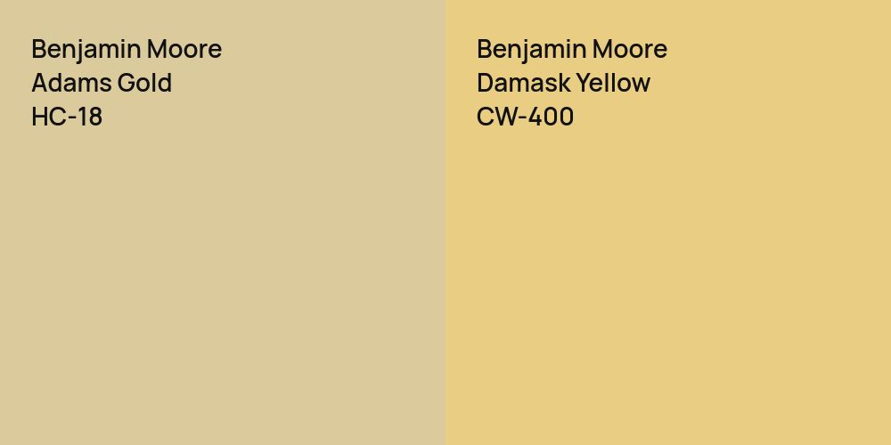 Benjamin Moore Adams Gold vs. Benjamin Moore Damask Yellow