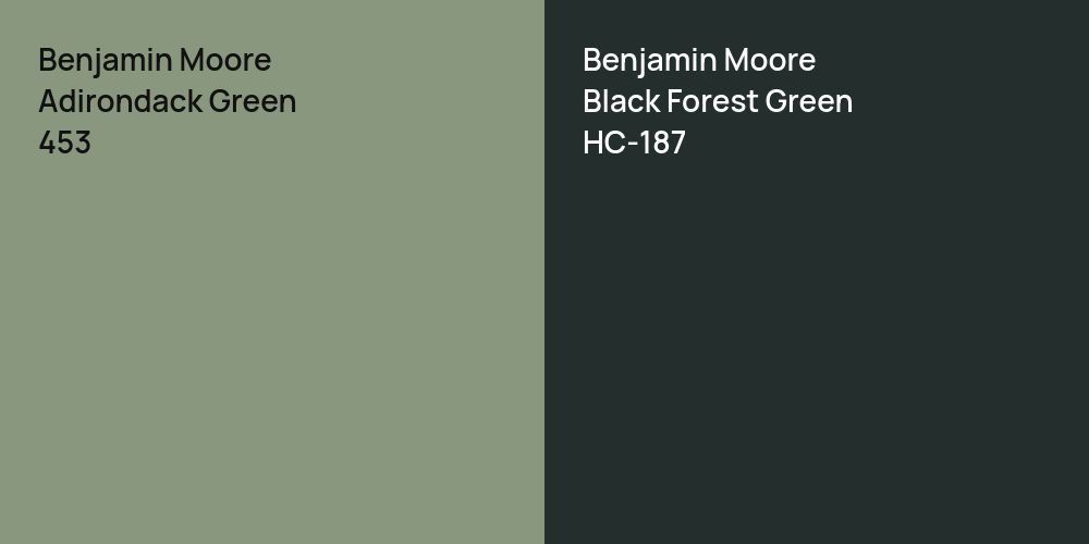 Benjamin Moore Adirondack Green vs. Benjamin Moore Black Forest Green