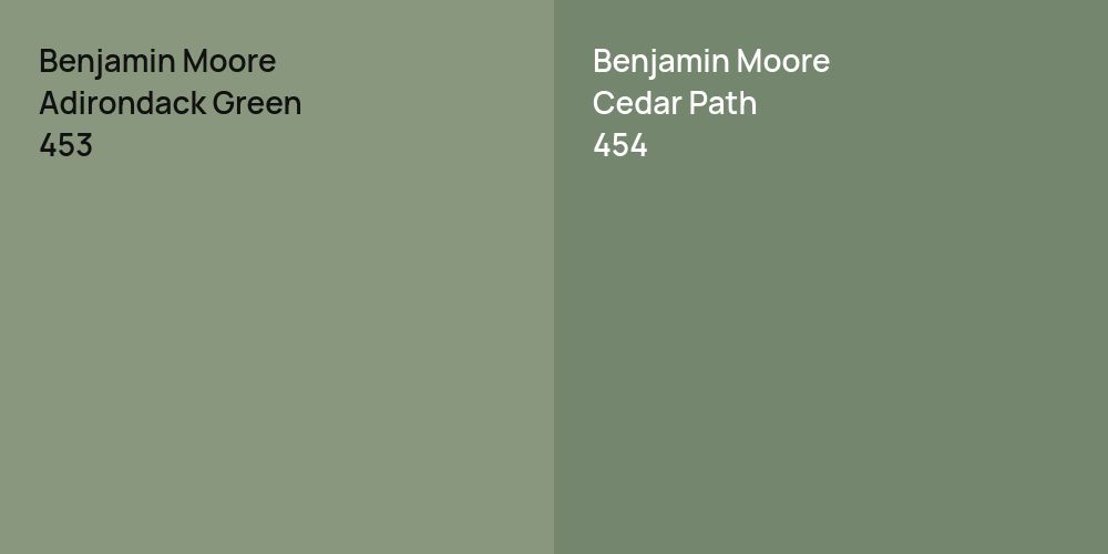 Benjamin Moore Adirondack Green vs. Benjamin Moore Cedar Path